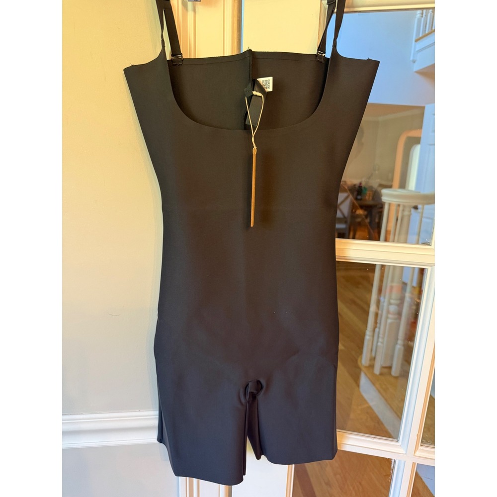 SKIMS Body CS Open Bust Mid Thigh Bodysuit Onyx Black Size Large